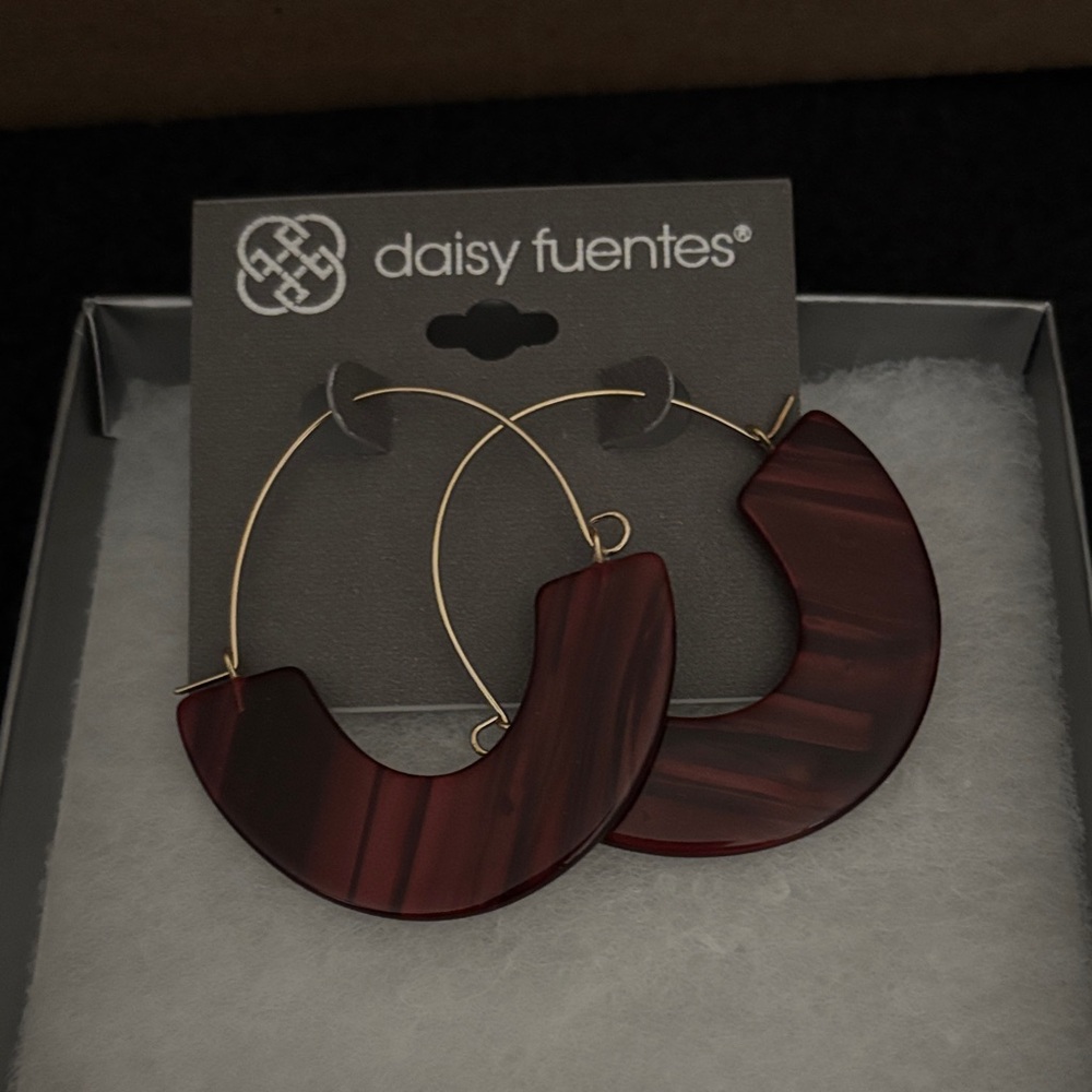Daisy Fuentes Burgundy Hoop Earrings